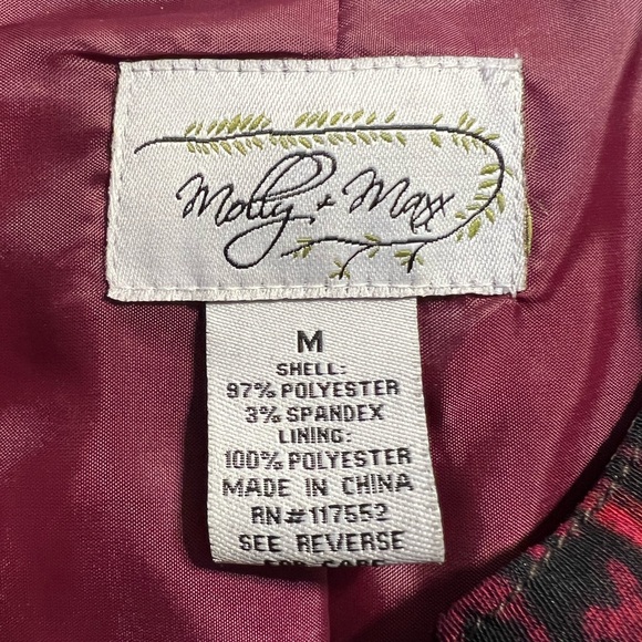 Molly & Maxx Jacket Size Medium Full Zip Lined 3/4 Sleeve - Picture 3 of 7